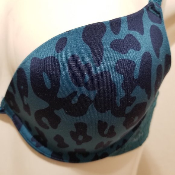 Aerie bra 34C push-up leopard cheetah animal print unlined floral lace wings - Picture 7 of 15